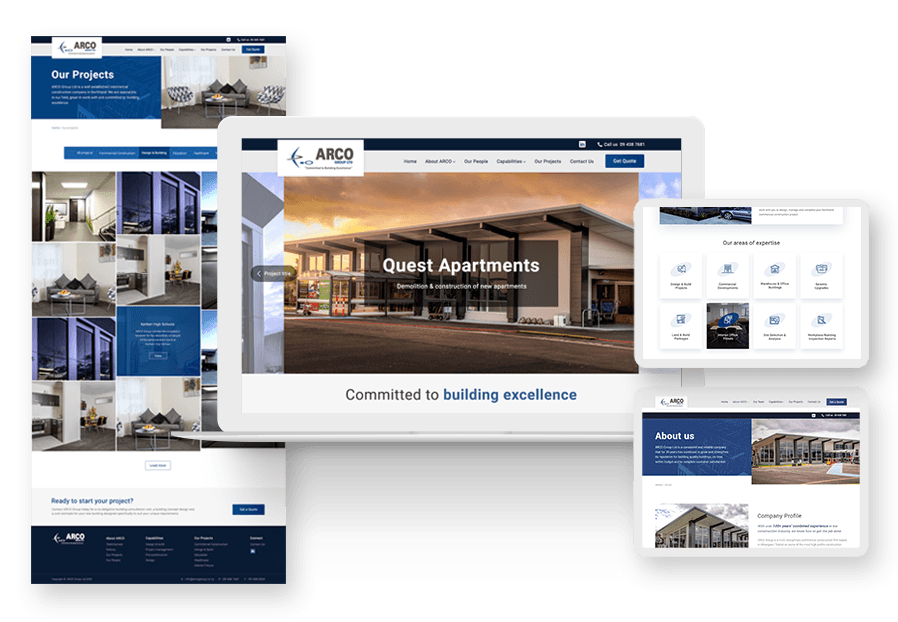 Tazaserta created the website for construction company ARCO to present their services